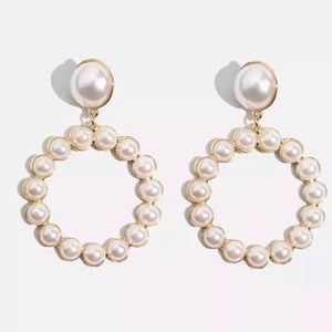Beautiful Faux Pearl Hoop Earrings